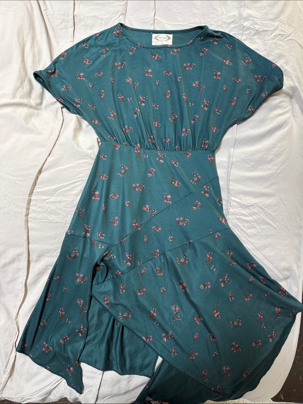 Joyfolie Teal High-Low Floral Dress